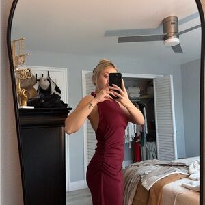 All Saints Deep Red Backless Dress